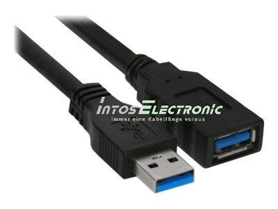 INLINE - USB 3.2 Gen.1 Kabel - A Stecker / Buchse - schwarz - 2,5m