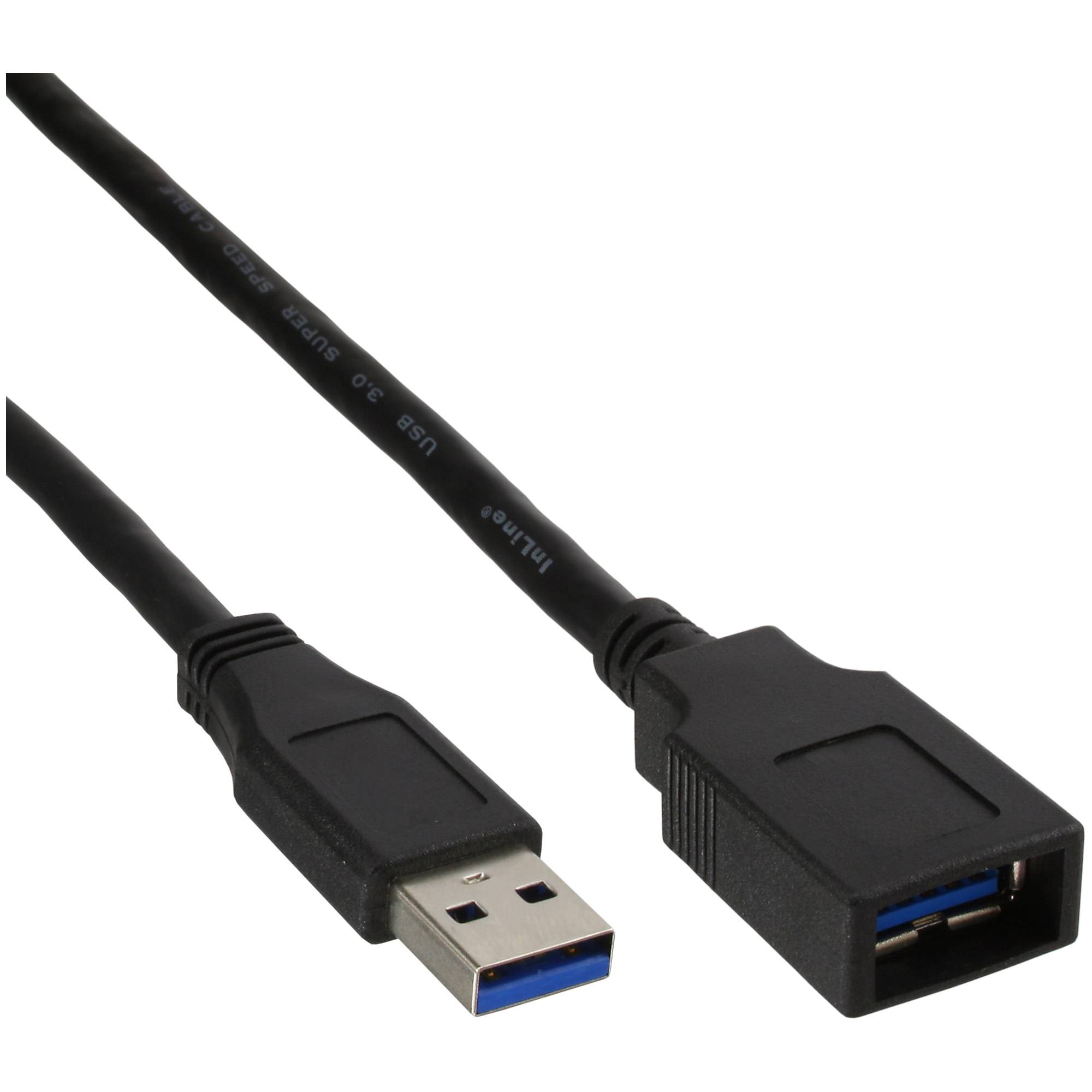 INLINE - USB 3.2 Gen.1 Kabel - A Stecker / Buchse - schwarz - 0,5m