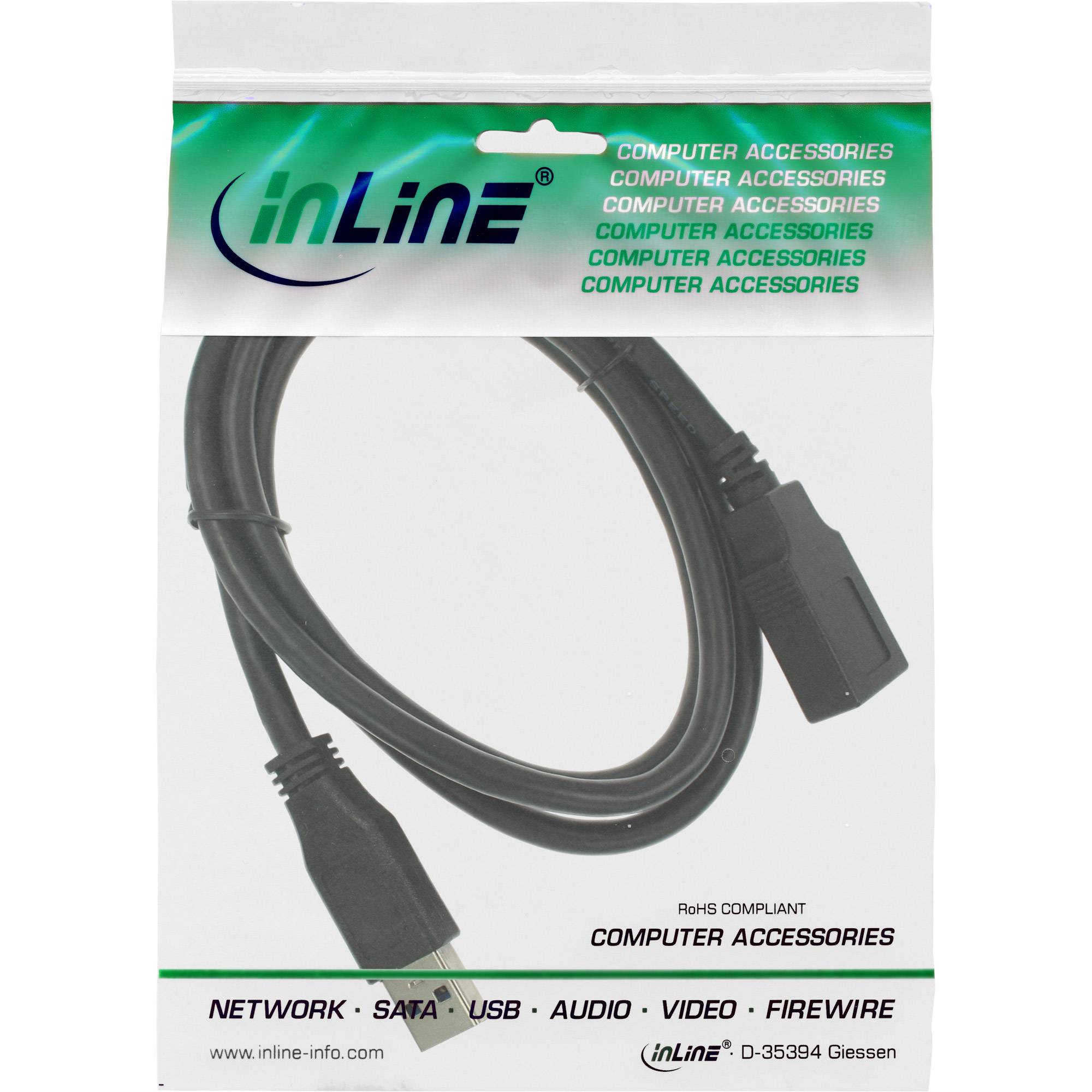 INLINE - USB 3.2 Gen.1 Kabel - A Stecker / Buchse - schwarz - 1m