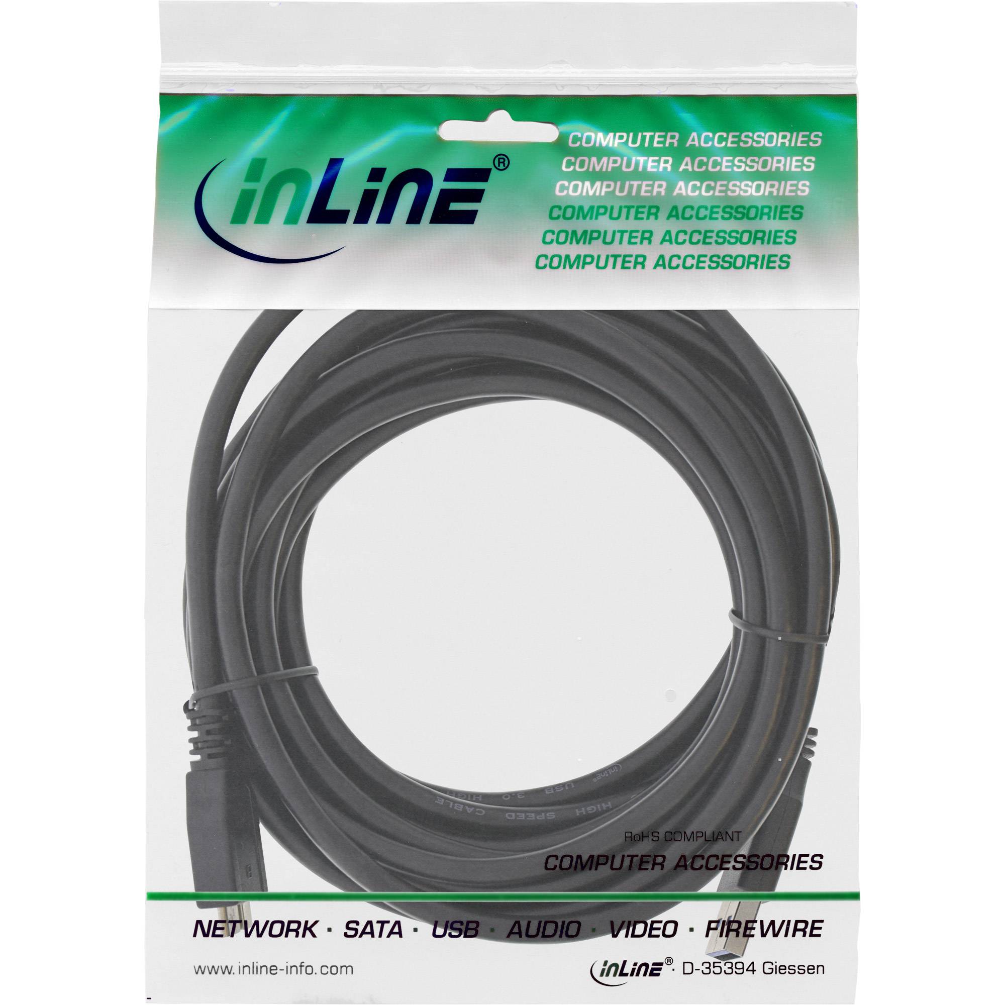 INLINE - USB 3.2 Gen.1 Kabel - A an Micro B - schwarz - 5m