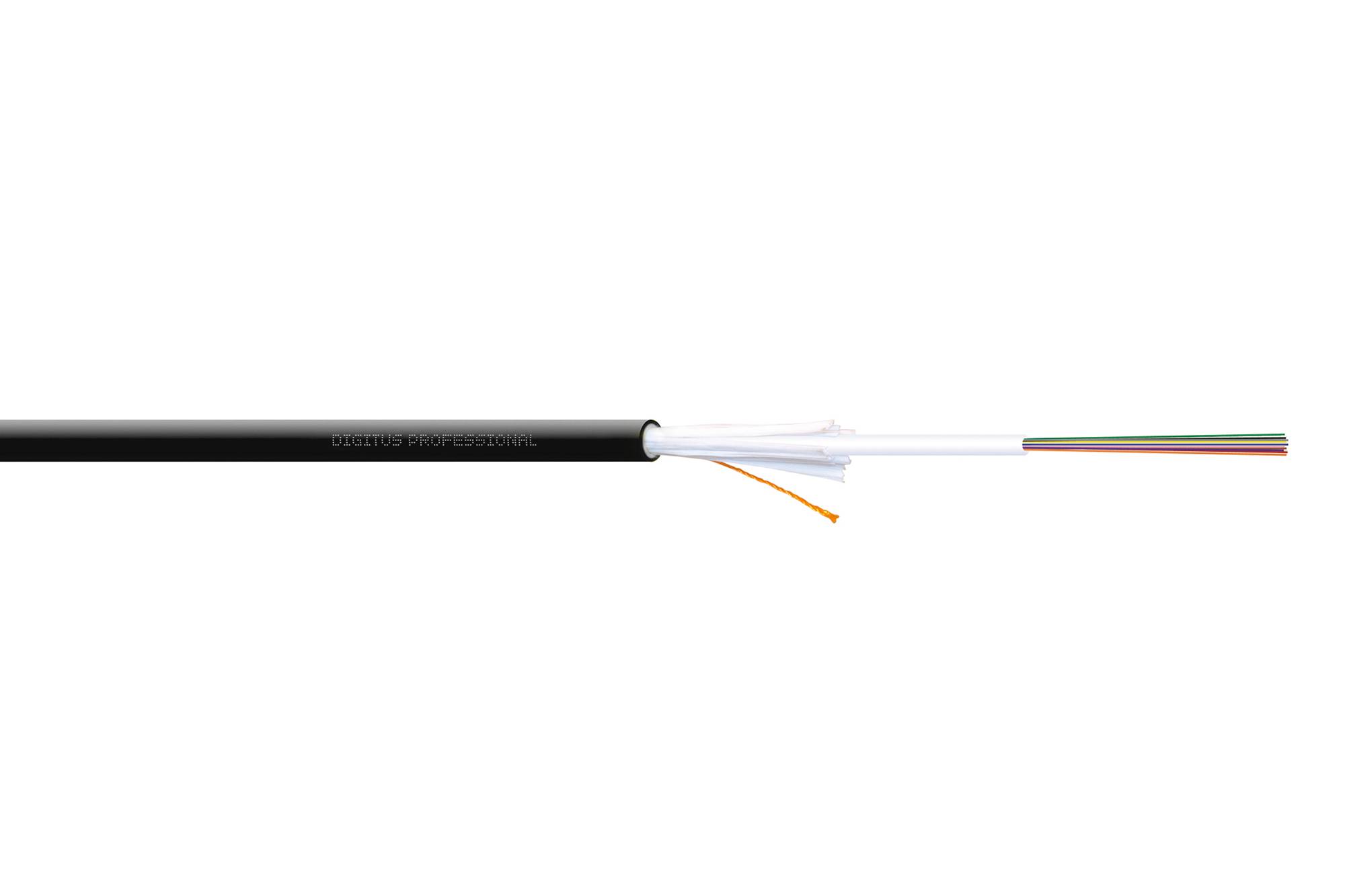 Verlegekabel Innen/Außen A/I-DQ (ZN) BH 9/125µ OS2, 12 Fasern, BauPVO Dca, LSZH