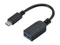USB-C-Buchse auf USB-A-Stecker-Adapterkabel auf weißem Hintergrund.