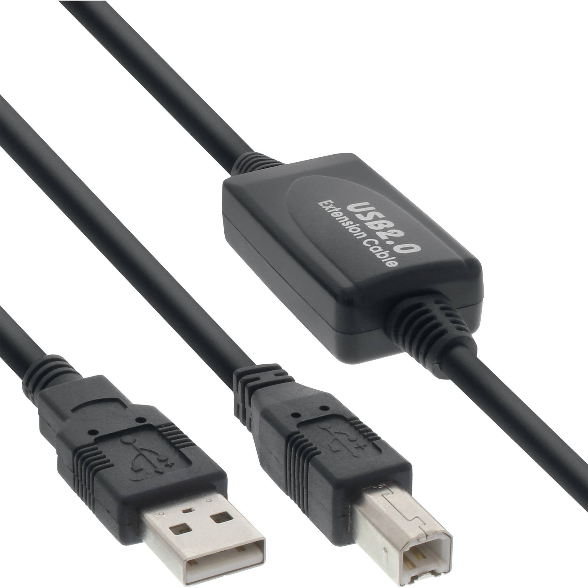 INLINE - USB 2.0 Kabel - aktiv mit Signalverstärkung ""Repeater"" - A an B - 10m