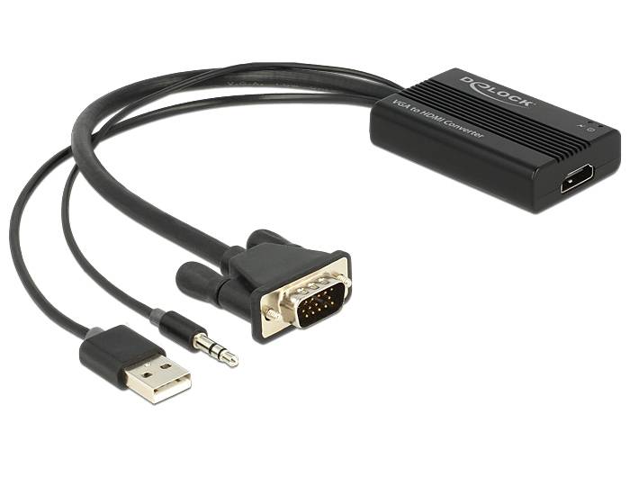 Delock VGA to HDMI Adapter with Audio - Video- / Audio-Adapter - 15 pin D-Sub (DB-15)