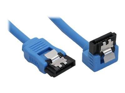 INLINE - SATA 6Gb/s Anschlusskabel rund - abgewinkelt - blau - mit Lasche - 0,15m