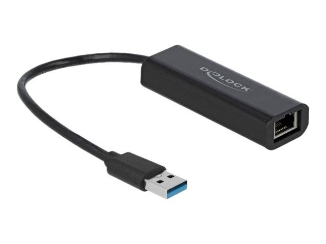 USB-zu-Ethernet-Adapterkabel mit USB-A-Stecker und RJ45-Netzwerkport, dargestellt auf weißem Hintergrund.