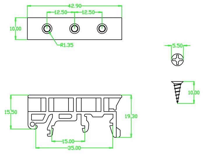 DeLOCK - DIN-Schienenklammer - grün (Packung