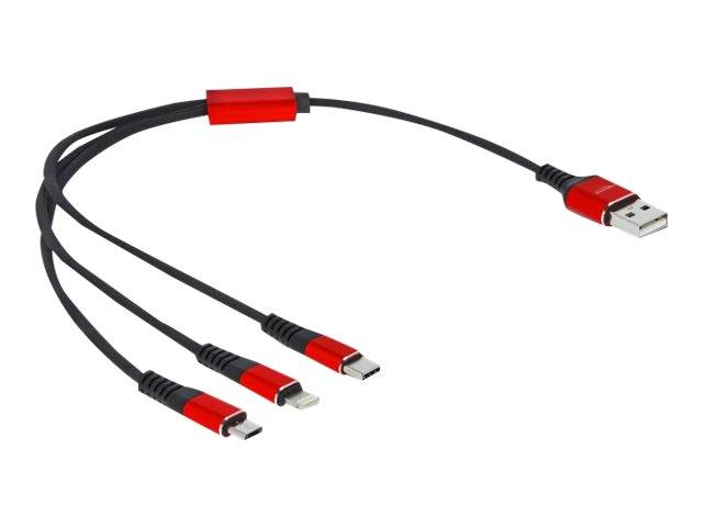 Delock 3 in 1 - Kabel nur zum Laden - USB männlich zu Lightning, 24 pin USB-C männlich