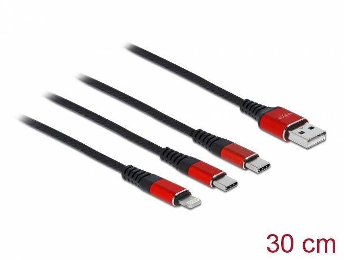 Delock 3 in 1 - Kabel nur zum Laden - USB männlich zu Lightning, 24 pin USB-C männlich