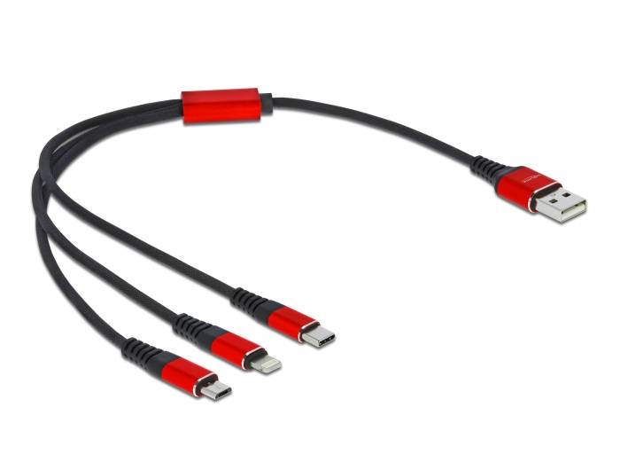 Delock 3 in 1 - Kabel nur zum Laden - USB männlich zu Lightning, 24 pin USB-C männlich