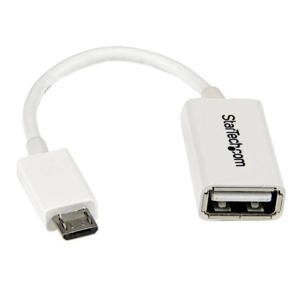 StarTech.com Micro USB auf USB OTG Adapter Stecker / Buchse - Micro USB zu USB Kabel 12cm - On The Go Kabel - Weiß - USB