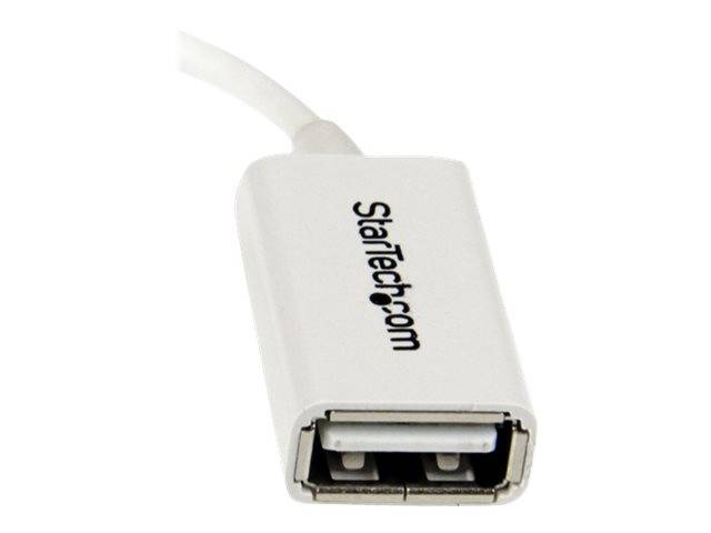 StarTech.com Micro USB auf USB OTG Adapter Stecker / Buchse - Micro USB zu USB Kabel 12cm - On The Go Kabel - Weiß - USB
