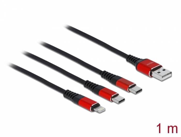 Delock 3 in 1 - Kabel nur zum Laden - USB männlich zu Lightning, 24 pin USB-C männlich