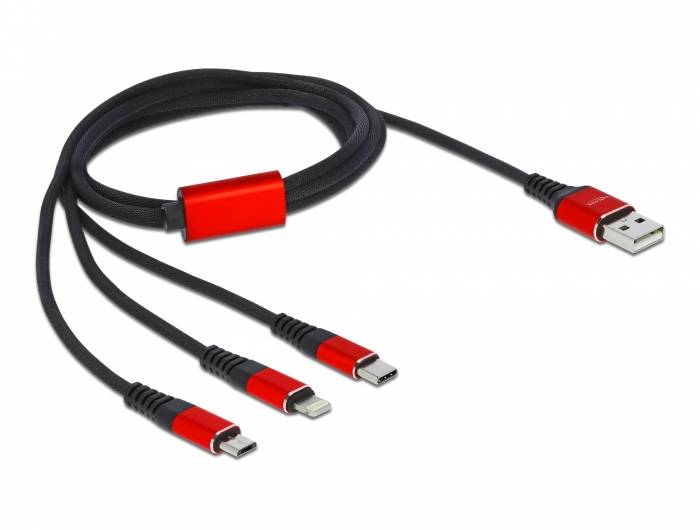 Delock 3 in 1 - Kabel nur zum Laden - USB männlich zu Lightning, 24 pin USB-C männlich