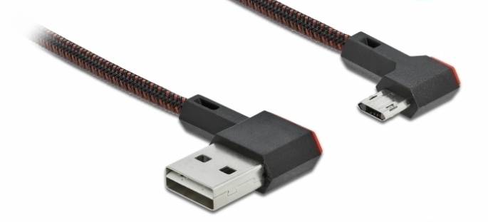 DeLOCK Easy - USB-Kabel - USB (M) links/rechts abgewinkelt, umkehrbar bis Micro-USB Typ B (M)