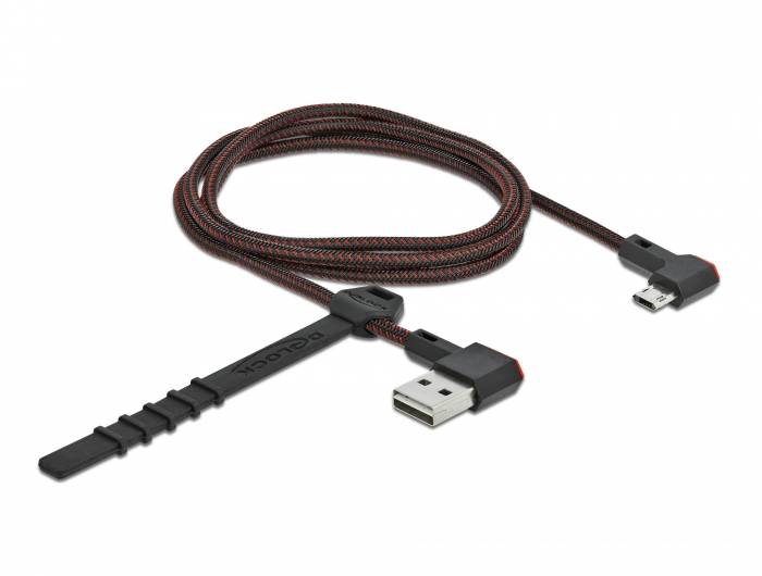 DeLOCK Easy - USB-Kabel - USB (M) links/rechts abgewinkelt, umkehrbar bis Micro-USB Typ B (M)