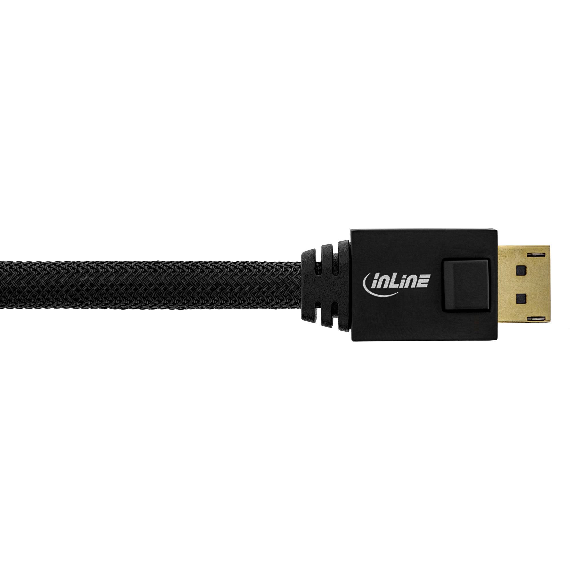 Geflochtenes schwarzes Kabel mit einem integrierten schwarzen Stecker mit der Bezeichnung „inLine