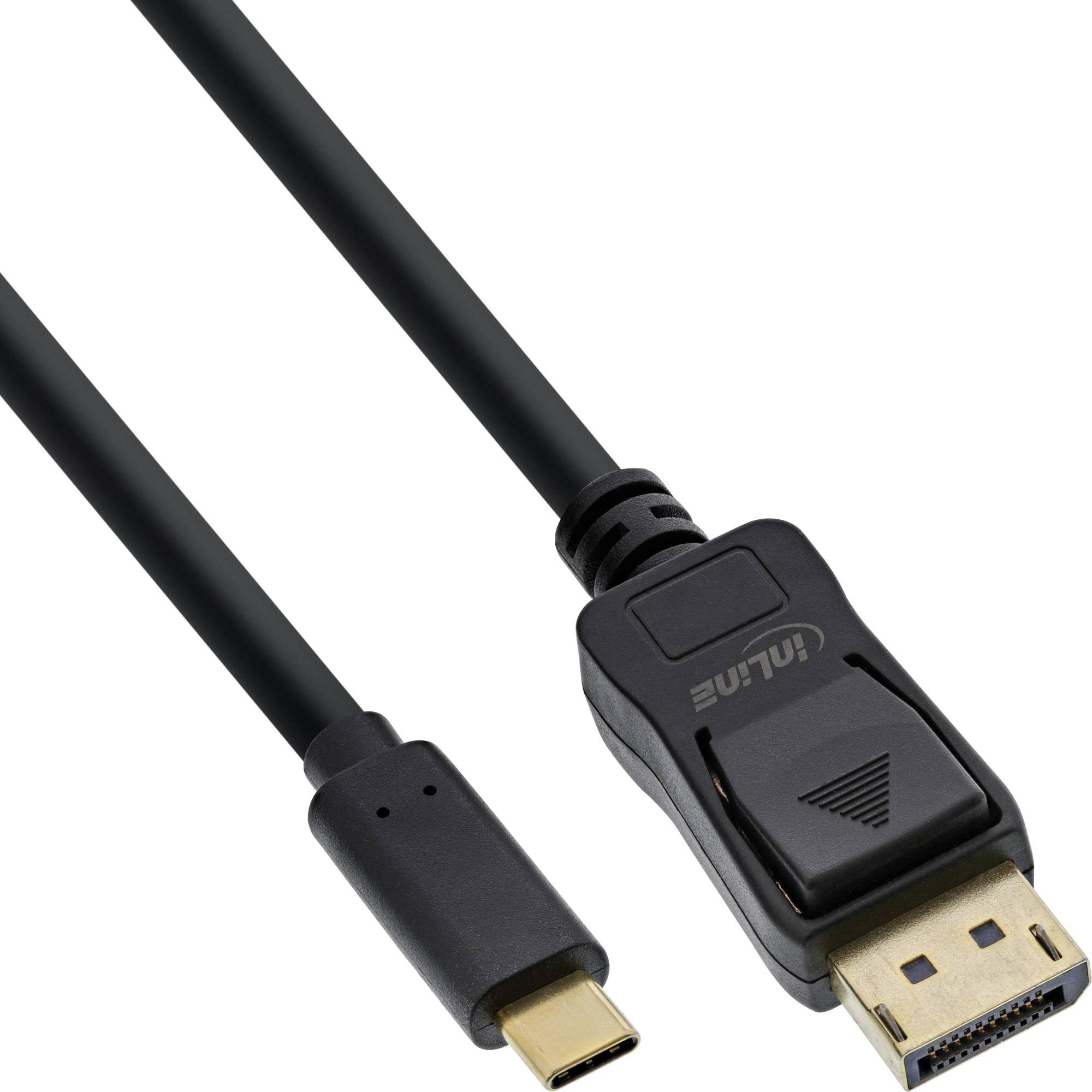 Nahaufnahme eines USB-C-auf-HDMI-Kabels mit schwarzen Anschlüssen auf weißem Hintergrund.