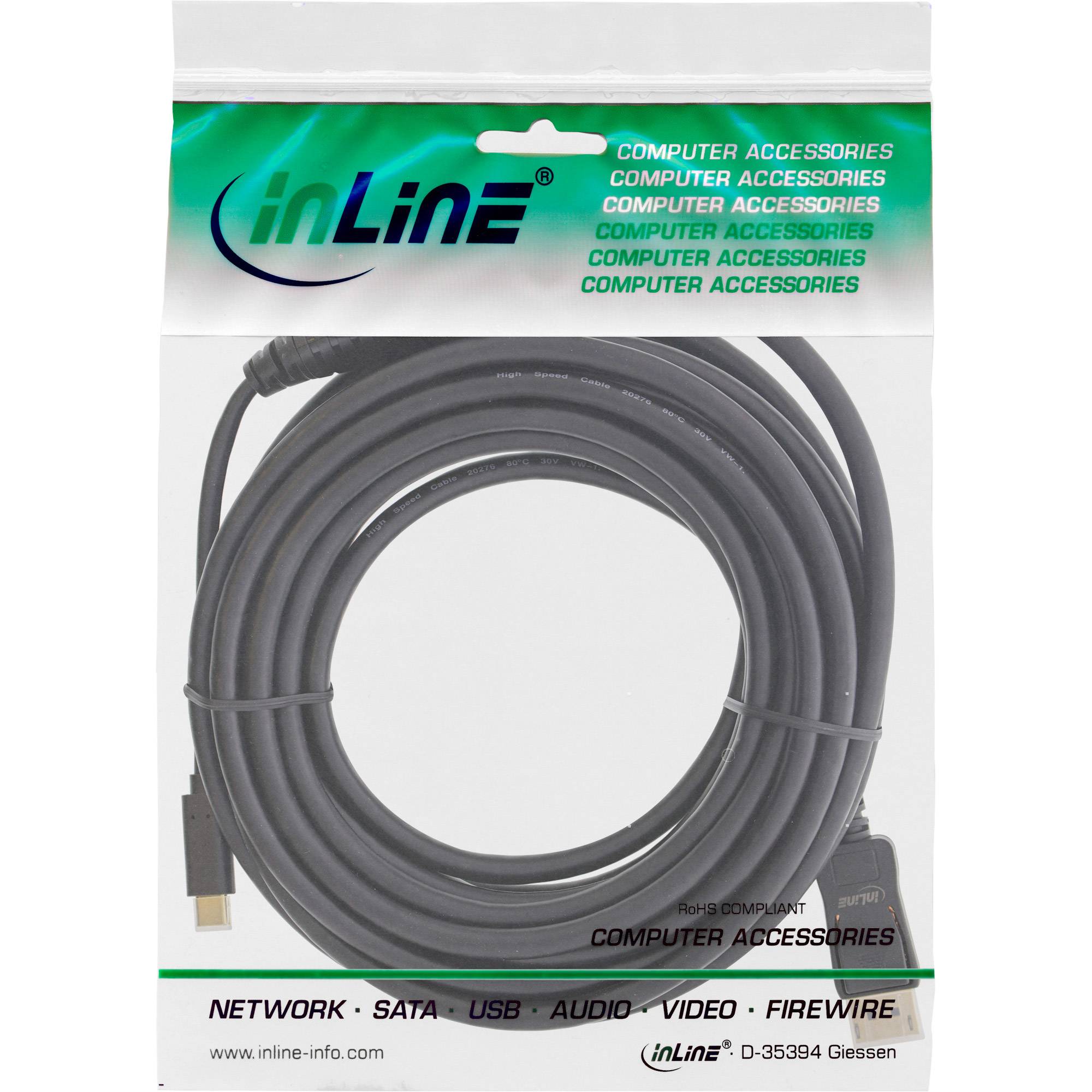 INLINE - USB Display Kabel - USB-C Stecker zu DisplayPort Stecker - 2m