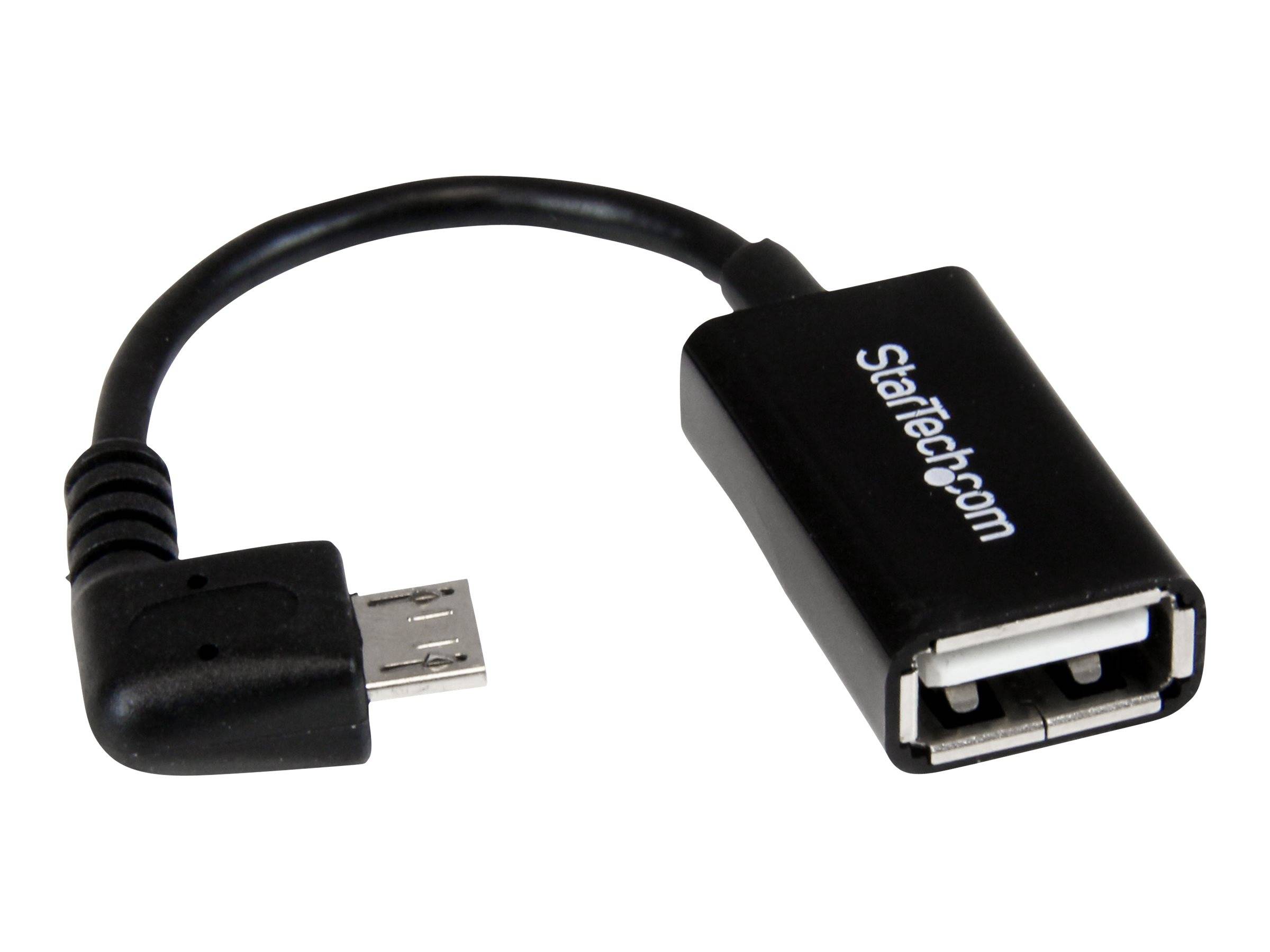 StarTech.com Micro USB rechts gewinkelt auf USB OTG Adapter Stecker / Buchse - Micro USB zu USB Kabel 12cm - On The Go Kabel - Schwarz