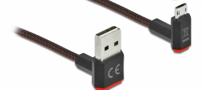 DeLOCK Easy - USB-Kabel - USB (M) nach oben/unten abgewinkelt, doppelseitig bis Micro-USB Typ B (M)