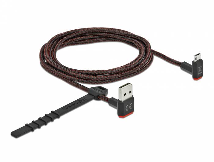 DeLOCK Easy - USB-Kabel - USB (M) nach oben/unten abgewinkelt, doppelseitig bis Micro-USB Typ B (M)