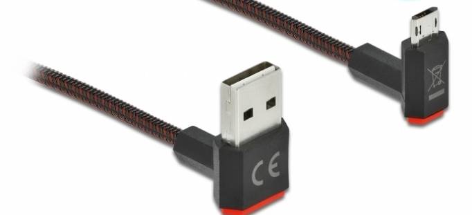 DeLOCK Easy - USB-Kabel - USB (M) nach oben/unten abgewinkelt, doppelseitig bis Micro-USB Typ B (M)