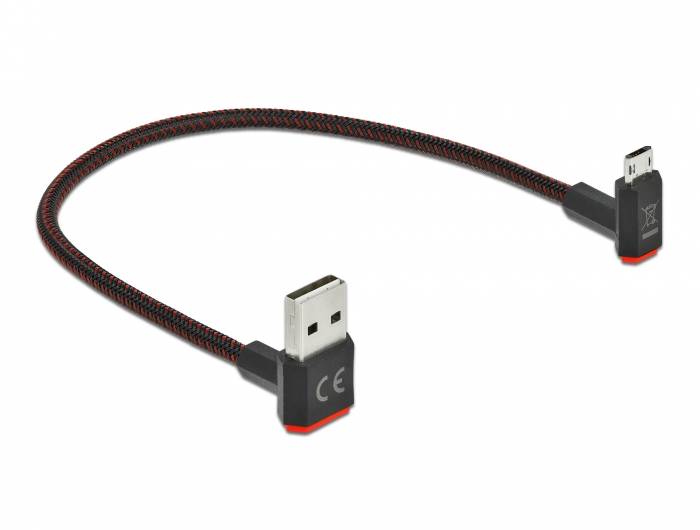 DeLOCK Easy - USB-Kabel - USB (M) nach oben/unten abgewinkelt, doppelseitig bis Micro-USB Typ B (M)