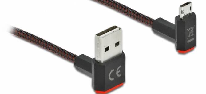 DeLOCK Easy - USB-Kabel - USB (M) nach oben/unten abgewinkelt, doppelseitig bis Micro-USB Typ B (M)