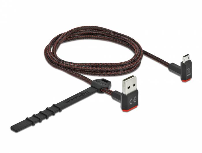 DeLOCK Easy - USB-Kabel - USB (M) nach oben/unten abgewinkelt, doppelseitig bis Micro-USB Typ B (M)