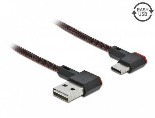 DeLOCK USB 2.0 Kabel, USB St. C seitl. abgewinkelt / USB St. A seitl. abgewinkelt, umkehrbar, schwar