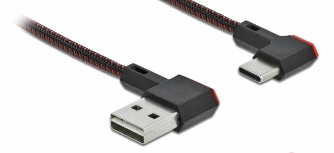 Delock Easy - USB-Kabel - USB (M) links/rechts abgewinkelt, umkehrbar zu 24 pin USB-C (M)