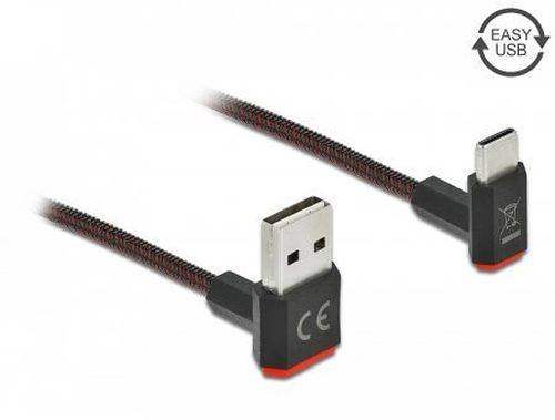 DeLOCK USB 2.0 Kabel, USB St. C unten abgewinkelt / USB St. A unten abgewinkelt, umkehrbar, schwarz,