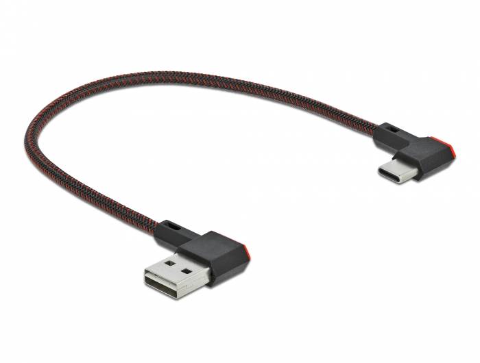 DeLOCK USB 2.0 Kabel, USB St. C seitl. abgewinkelt / USB St. A seitl. abgewinkelt, umkehrbar, schwar
