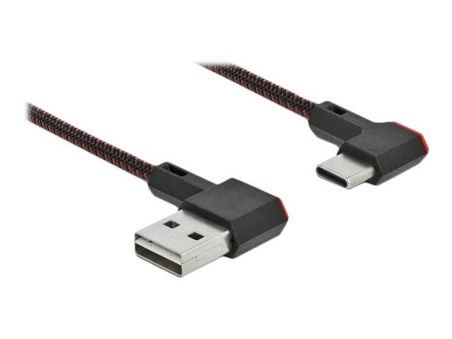 DeLOCK USB 2.0 Kabel, USB St. C seitl. abgewinkelt / USB St. A seitl. abgewinkelt, umkehrbar, schwar