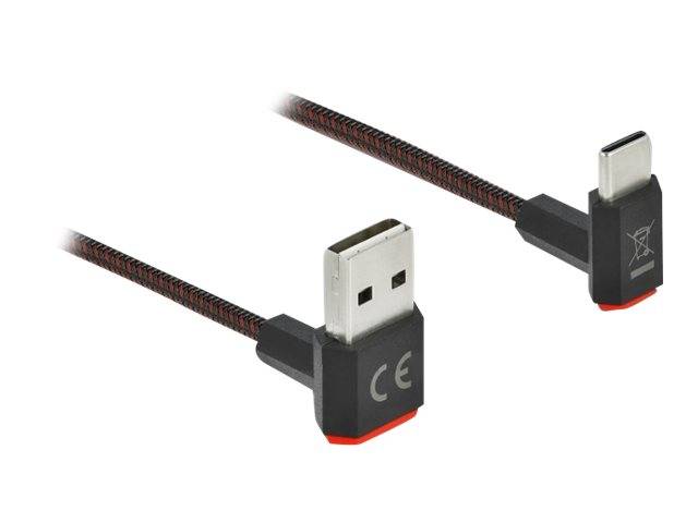 DeLOCK USB 2.0 Kabel, USB St. C unten abgewinkelt / USB St. A unten abgewinkelt, umkehrbar, schwarz,