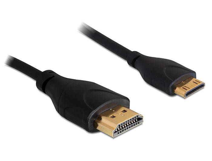 Zwei HDMI-Kabelstecker, ein Standard-HDMI-Stecker und ein kleinerer Mini-HDMI-Stecker, dargestellt auf weißem Hintergrund.