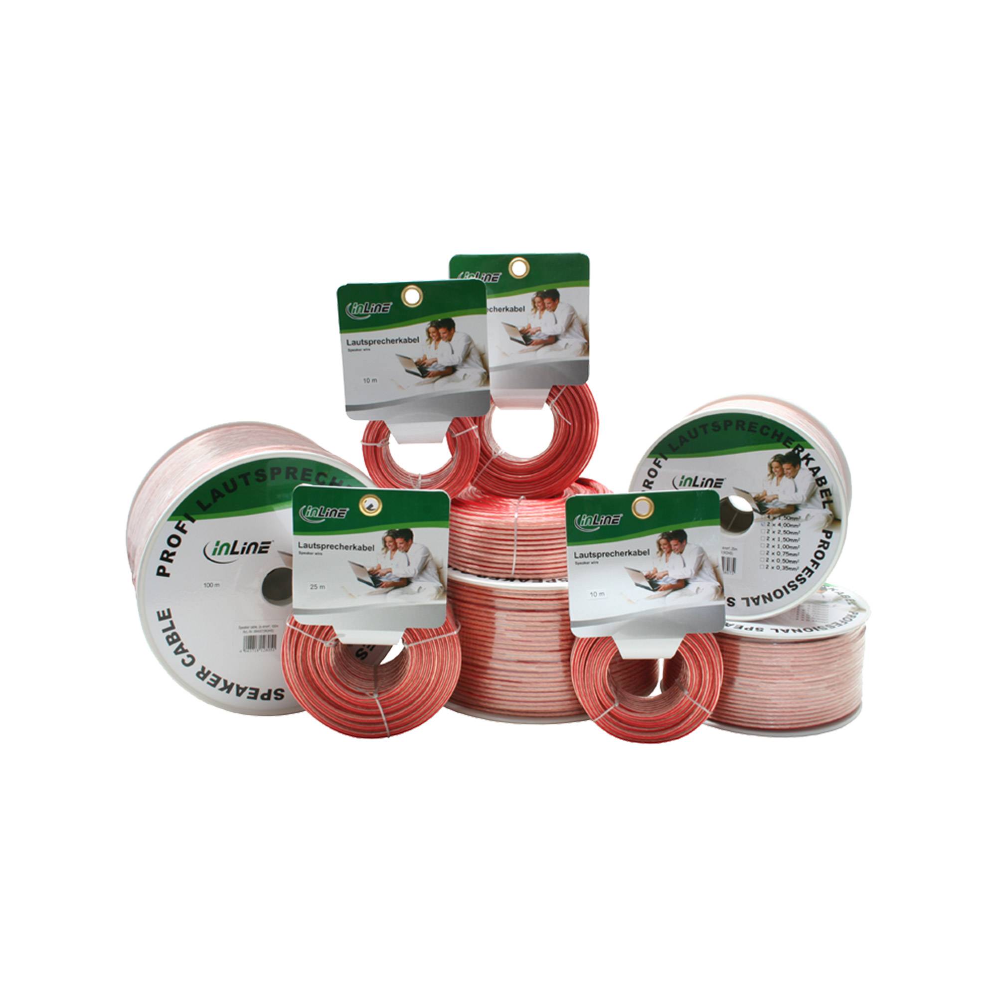 INLINE - Lautsprecherkabel - 2x 2,5mm² - CCA - transparent - 100m