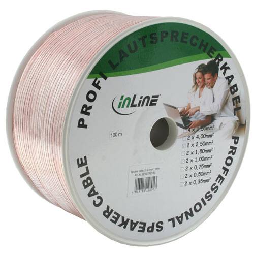 INLINE - Lautsprecherkabel - 2x 2,5mm² - CCA - transparent - 100m