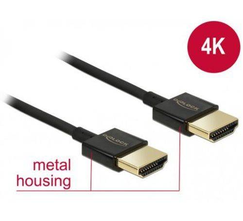 DeLOCK Premium HDMI Kabel A Stecker > HDMI A Stecker, High Speed with Ethernet, 3D, 4K, Slim, 2,0 m