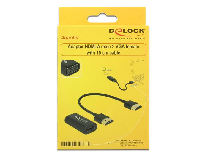 Delock Adapter HDMI-A Buchse > VGA Buchse (screwless) 15 cm HDMI Kabel