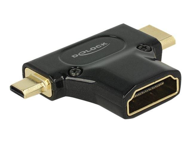 DeLOCK Adapter High Speed HDMI with Ethernet - HDMI-A female > HDMI Mini-C male + Micro-D male - HDMI-Adapter - mini HDMI, mikro HDMI (M)