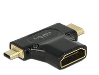 DeLOCK Adapter High Speed HDMI with Ethernet - HDMI-A female > HDMI Mini-C male + Micro-D male - HDMI-Adapter - mini HDMI, mikro HDMI (M)