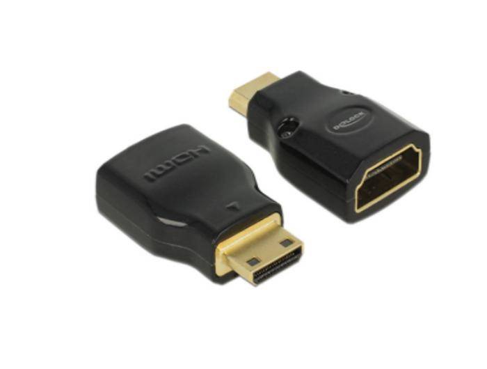 DeLOCK Adapter High Speed HDMI with Ethernet - HDMI Mini-C male > HDMI-A female 4K - HDMI-Adapter - HDMI (W)