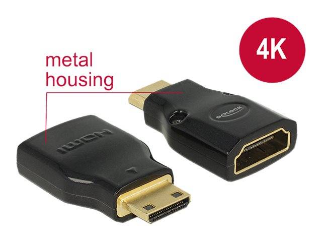 DeLOCK Adapter High Speed HDMI with Ethernet - HDMI Mini-C male > HDMI-A female 4K - HDMI-Adapter - HDMI (W)