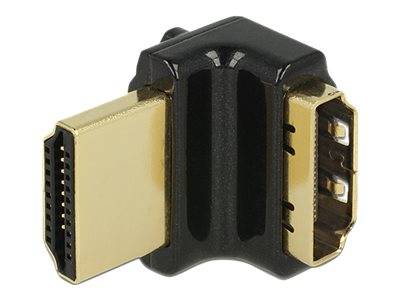 Gold- und schwarzer HDMI-Kopplungsadapter mit zwei weiblichen Anschlüssen, wird zum Verbinden von zwei HDMI-Kabeln verwendet.