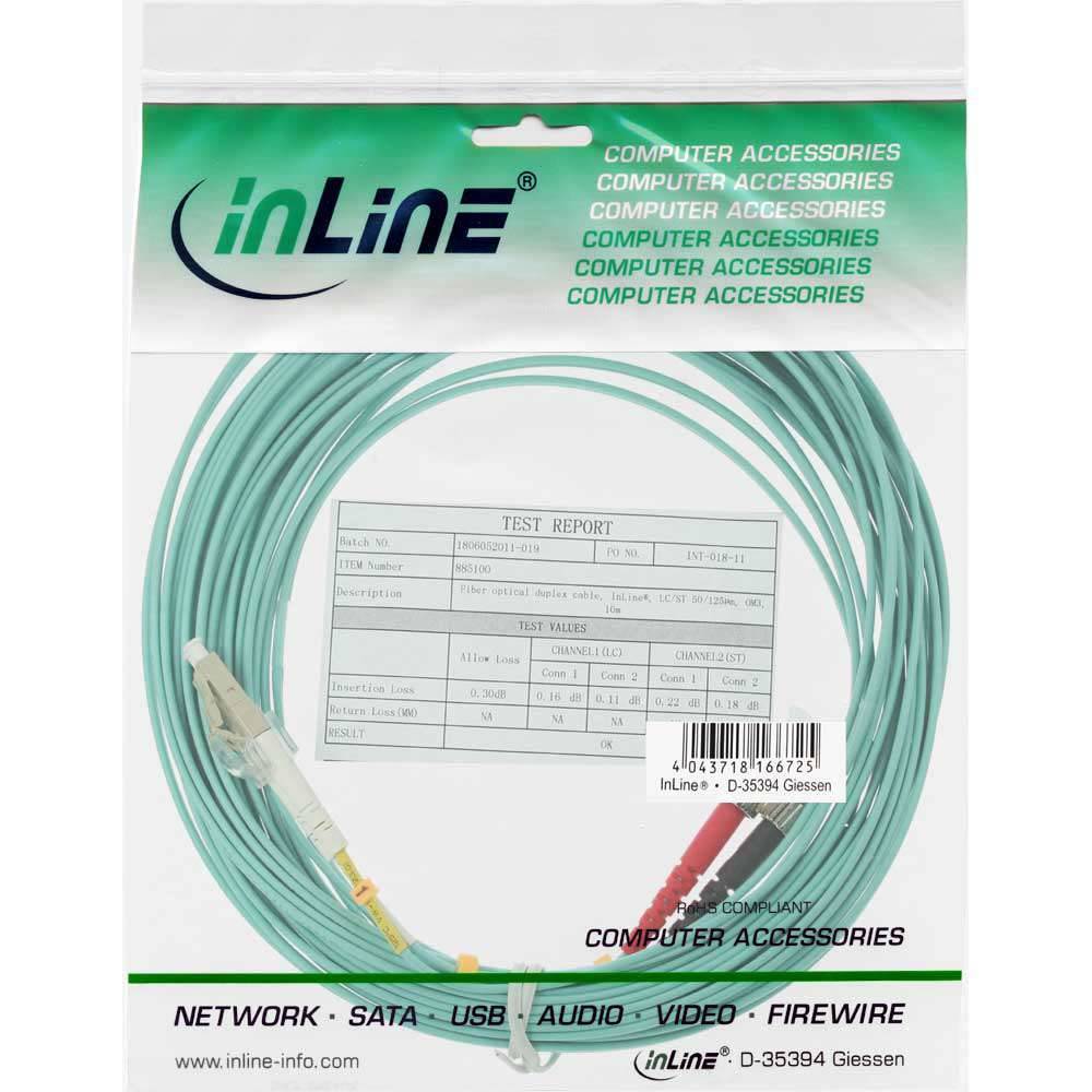 INLINE - LWL Duplex Kabel - LC/ST - 50/125µm - OM3 - 25m