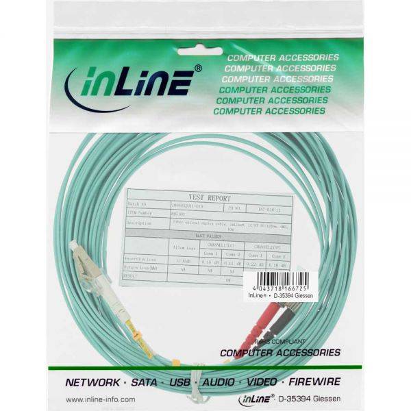 INLINE - LWL Duplex Kabel - LC/ST - 50/125µm - OM3 - 15m