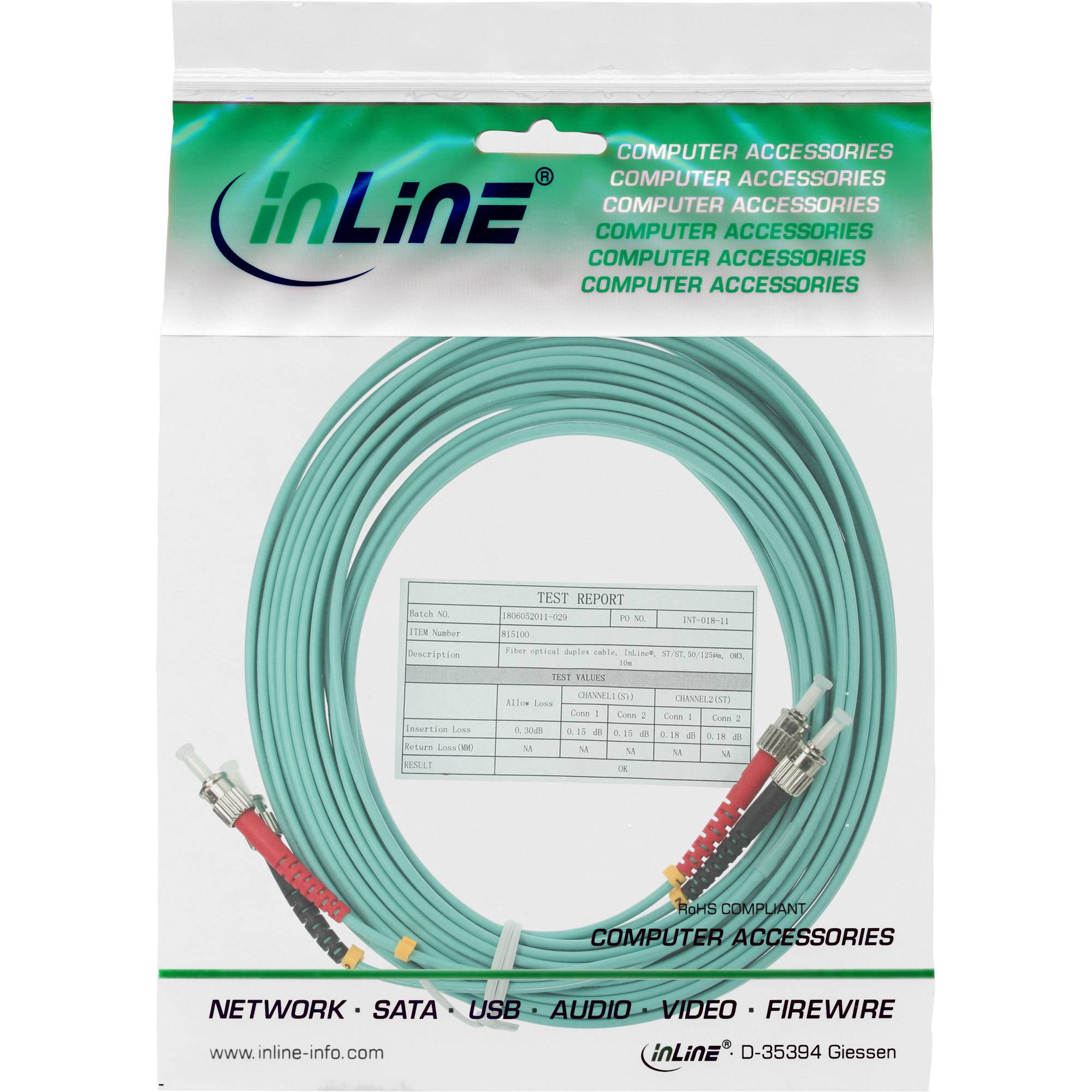 INLINE - LWL Duplex Kabel - ST/ST - 50/125µm - OM3 - 0,5m