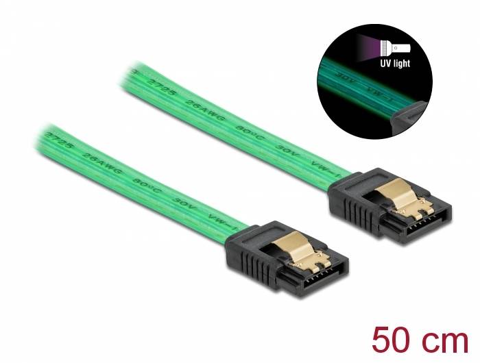 DeLOCK SATA 6 Gb/s Cable UV glow effect - SATA-Kabel